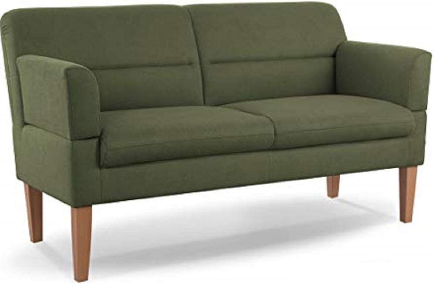 CAVADORE 2,5-Sitzer Küchensofa Kira / Sitzbank für Küche, Esszimmer oder Wohnküche inkl. Armteilverstellung / Leichte Fleckenentfernung dank Soft Clean / 168 x 94 x 81 / Flachgewebe: Grün Bild 1