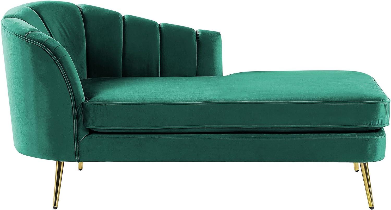 Chaiselongue Samtstoff dunkelgrün linksseitig ALLIER Bild 1