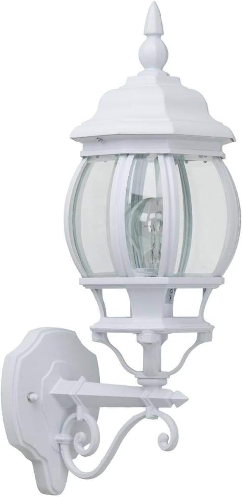 BRILLIANT Lampe Istria Außenwandleuchte stehend weiß | 1x A60, E27, 60W, geeignet für Normallampen (nicht enthalten) | IP-Schutzart: 23 - regengeschützt Bild 1