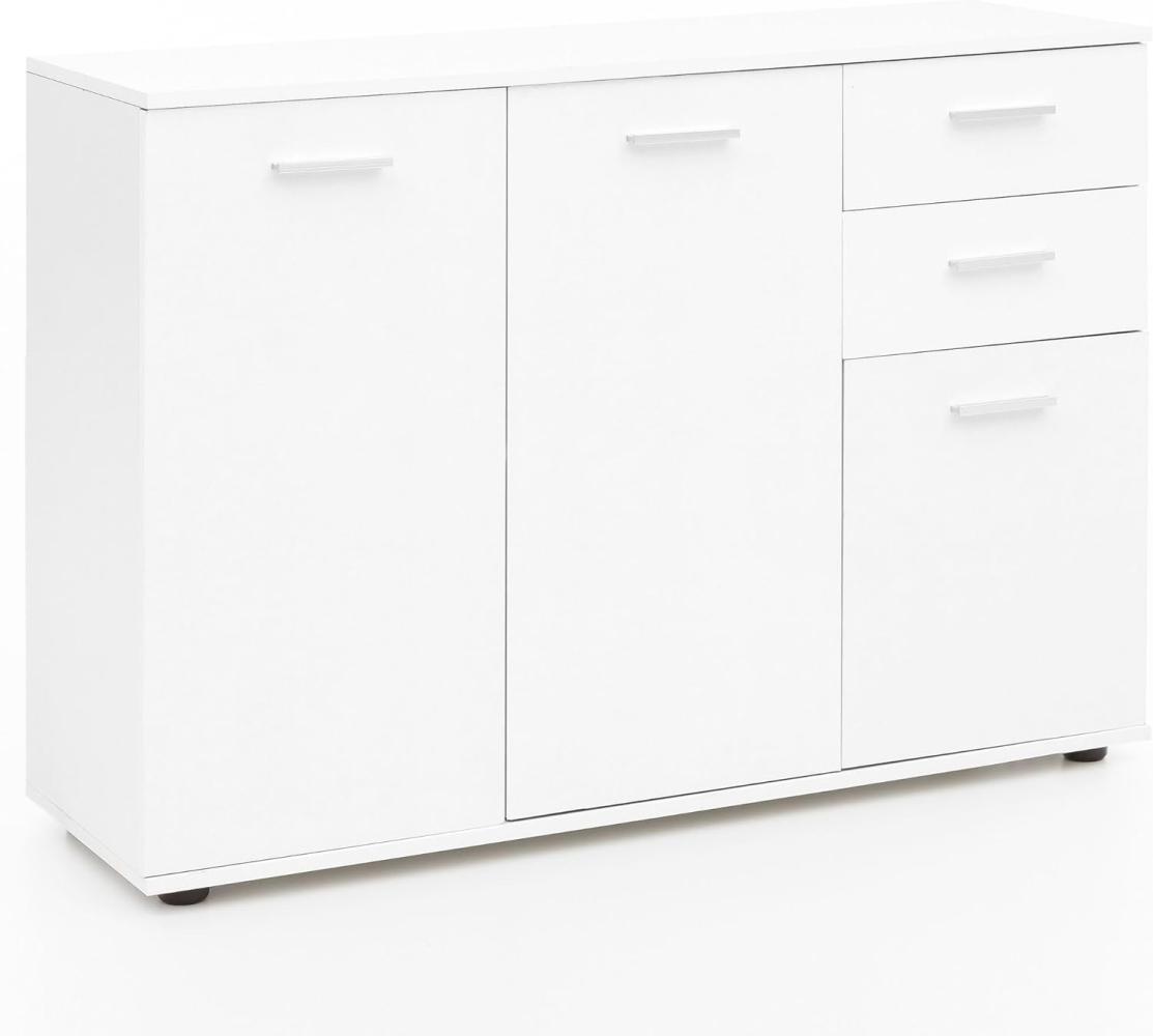 Wohnling Kommode SV49667 mit Türen & Schubladen 107 x 79 x 35 cm Schrank Holz | Flurschrank modern | Mehrzweckschrank klein | Anrichte Sideboard matt | Kommodenschrank Flurmöbel Bild 1