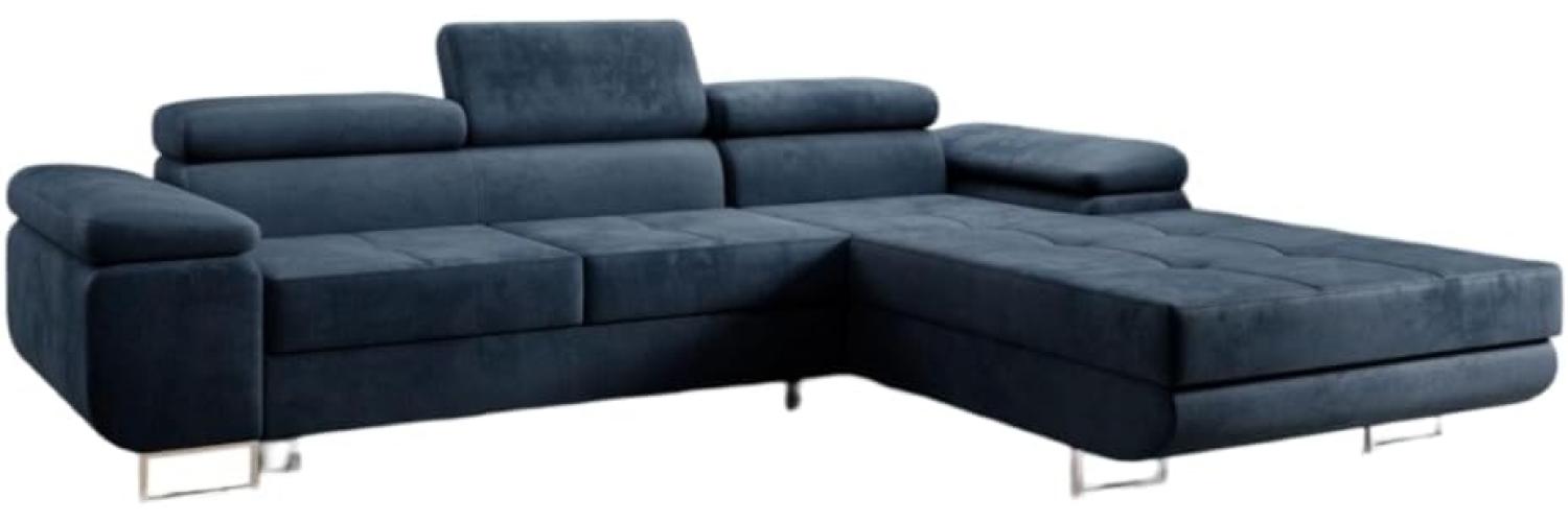 Designer Sofa Calvera mit Schlaf- und Klappfunktion (Samt) Blau Rechts Bild 1