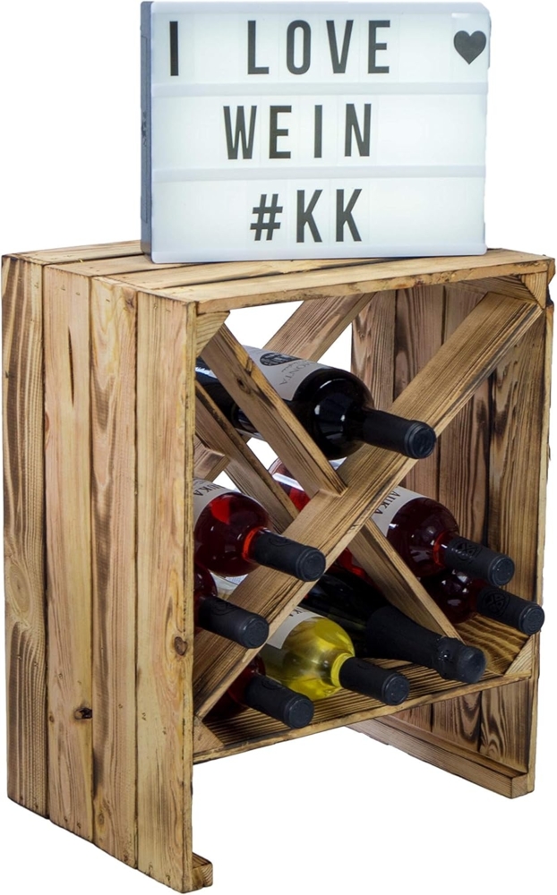 Kistenkolli Altes Land Allzweckkiste Weinregal "X" geflammt" Flaschenregal Weinkistenregal Weinkiste Holzki (Spar-Set) Bild 1