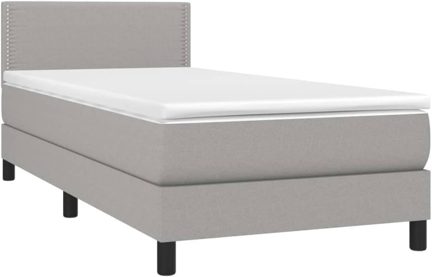 vidaXL Boxspringbett mit Matratze Hellgrau 100x200 cm Stoff 3139953 Bild 1