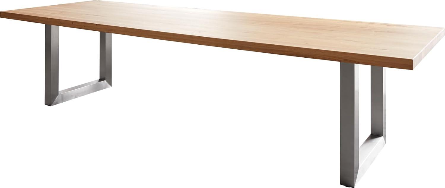 Esstisch Edge 300x100 Eiche Natur Edelstahl Breit Bild 1