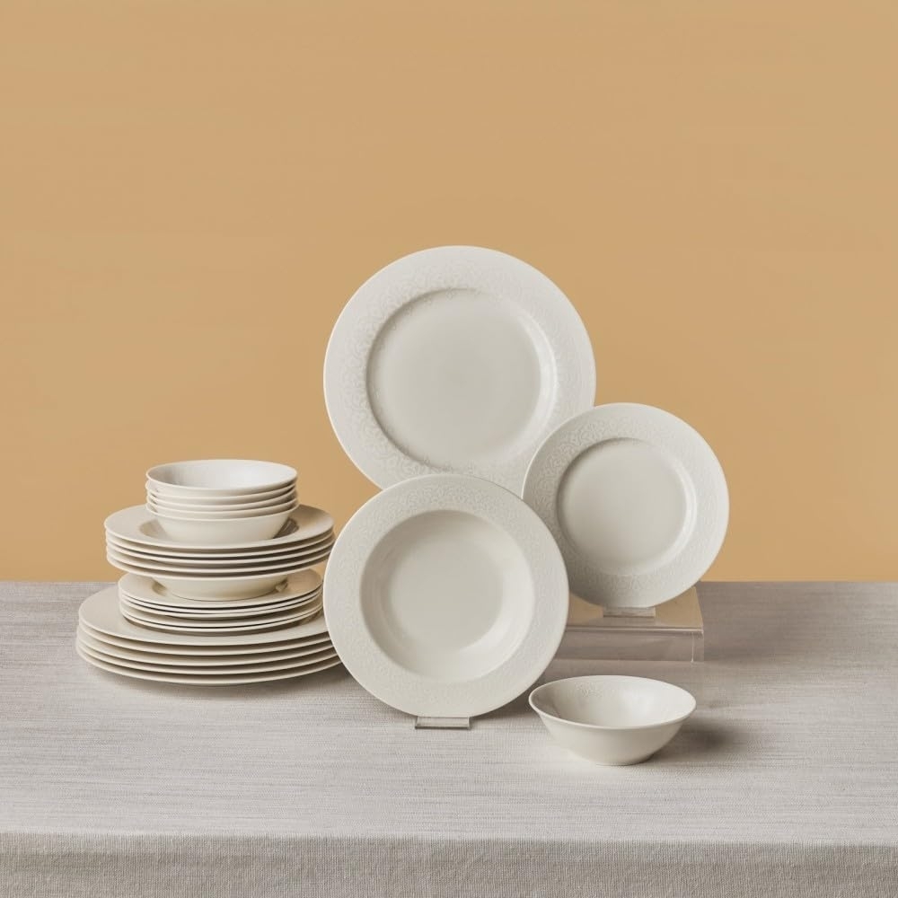 Karaca Geschirr-Set New Dome Geschirrset für 6 Personen, 24-teilig Weiß Tafelservice, Kombigeschirr Porzellan Tafelservice Tellerset Spülmaschinenfest Bild 1