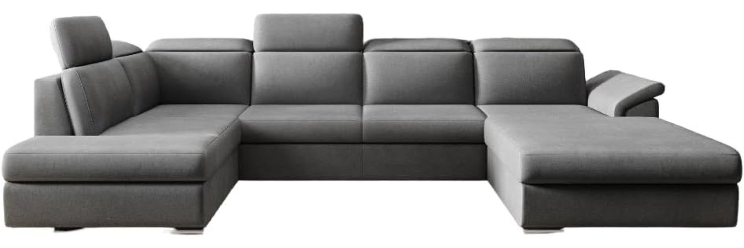 Designer Sofa Emiliano mit Schlaf- und Klappfunktion Samt Grau Rechts Bild 1