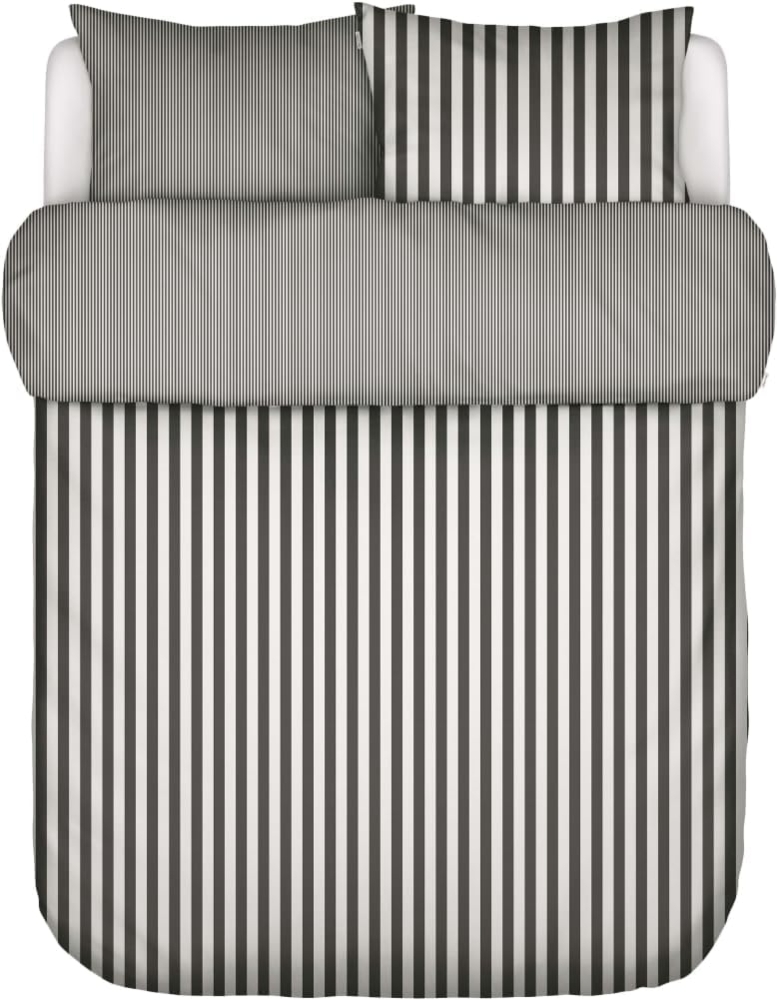 Marc O Polo Mako-Satin Bettwäsche Classic Stripe|155x220 cm + 80x80 cm| anthracite Bild 1