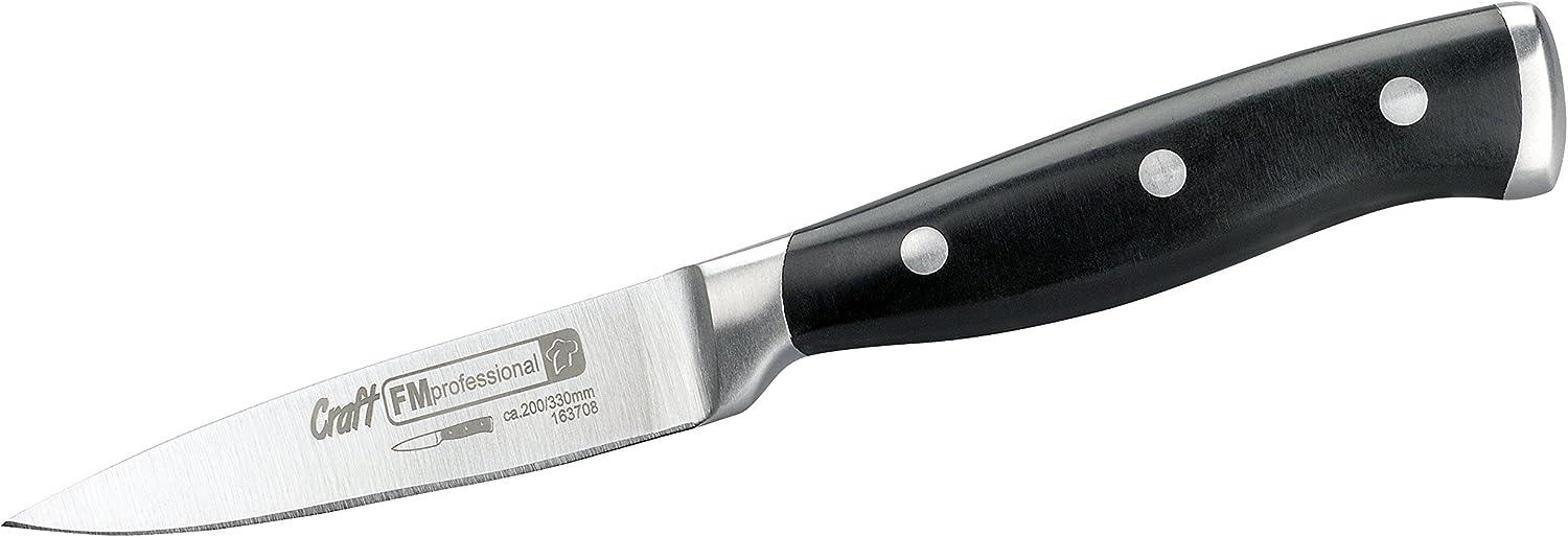 FMprofessional Officemesser BBQ, Allzweckmesser mit Klinge aus Edelstahl, hochwertiges Schälmesser mit hoher Schnitthaltigkeit und Schärfe (Farbe: Schwarz-Silber) Menge: 1 Stück Bild 1