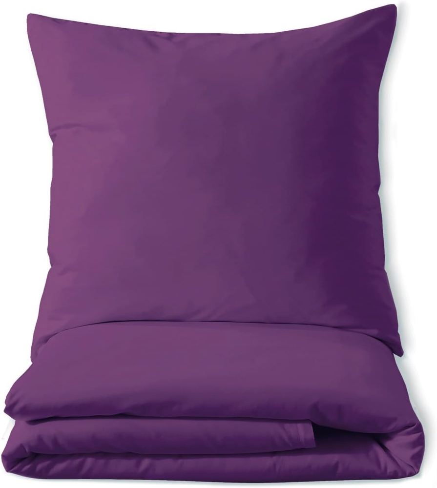 Luxuriöses Bettset aus Mako-Satin 100% Baumwolle 135x200 155x220 200x200 200x220, Größe:200 x 220 cm, Farbe :Violett Bild 1