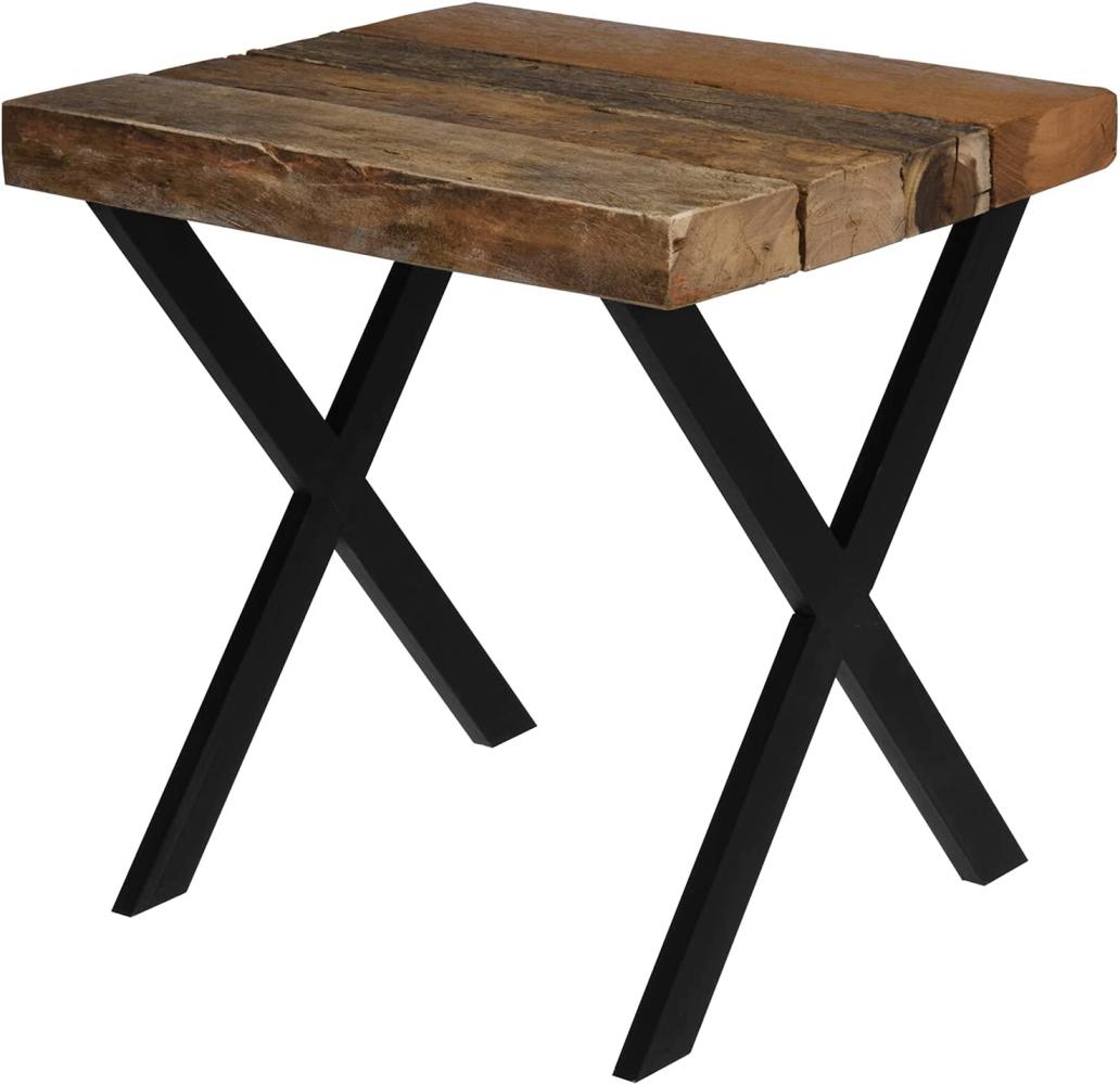 Beistelltisch 45x40xH45cm Metallgestell mit Teakholz-Platte Bild 1