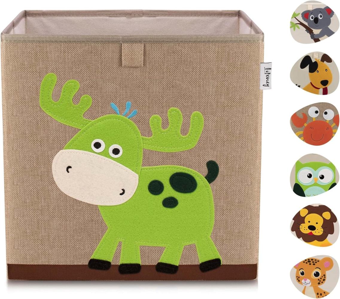 Lifeney Aufbewahrungsbox mit Hirsch Motiv I Spielzeugbox mit Tiermotiv passend für Würfelregale I Ordnungsbox für das Kinderzimmer I Aufbewahrungskorb Kinder Bild 1