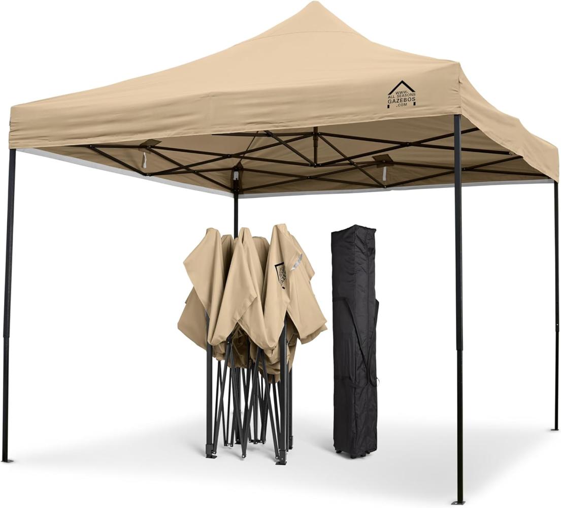 All Seasons Gazebos Strapazierfähiger Faltpavillon und Vorzelt, komplett wasserdicht, hochwertig, für einen sekundenschnellen Aufbau, 3x3 m erhältlich (Beige) Bild 1