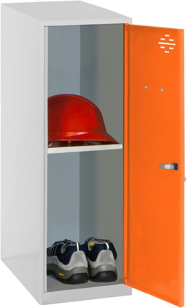 Simon Rack Simonlocker Kommode, klein, 915 x 300 x 500 mm, Amario aus Metall, inkl. Schlüssel, Grau/Orange Bild 1
