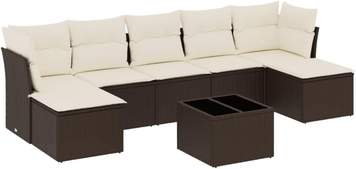 vidaXL 8-tlg. Garten-Sofagarnitur mit Kissen Braun Poly Rattan 3218043 Bild 1