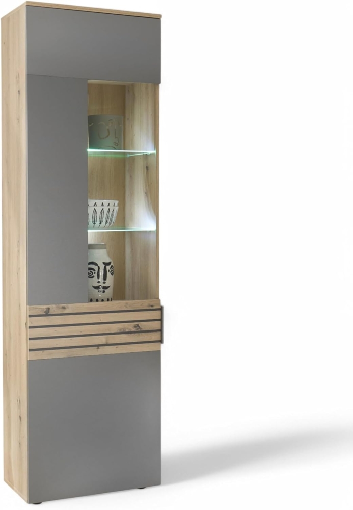 HBZ Vitrine BZ 5110 (1-St) mit LED-Beleuchtung, Vitrinenschrank wahlweise in grau oder weiß Bild 1