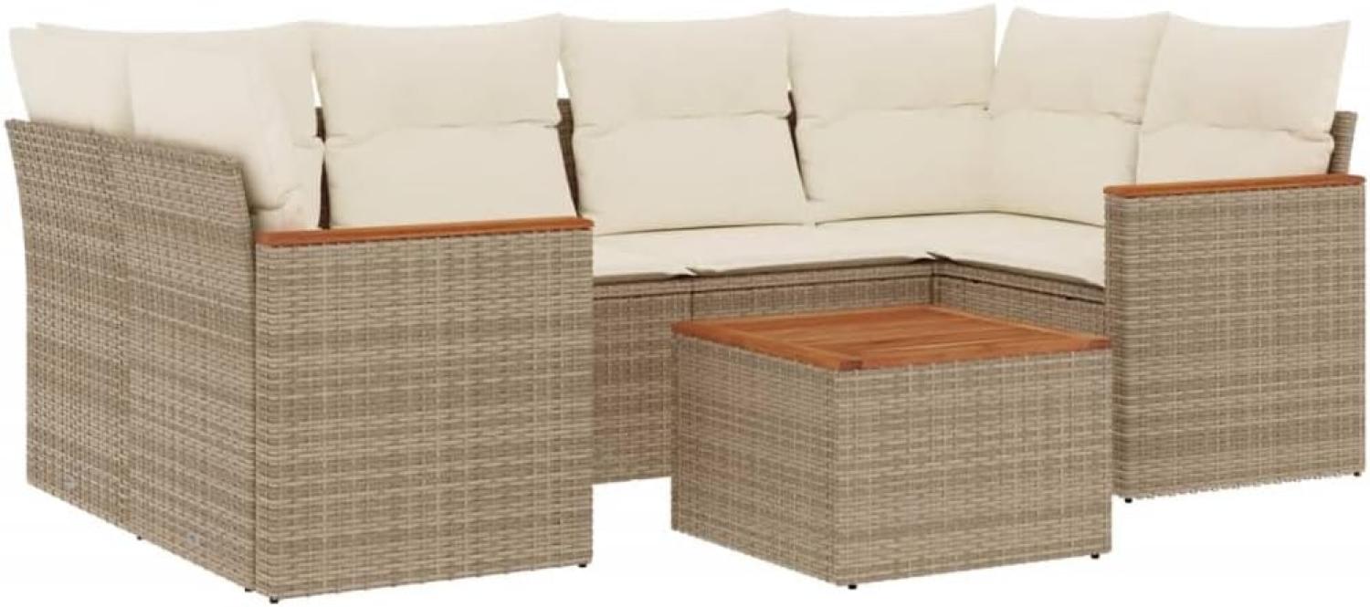 vidaXL 7-tlg. Garten-Sofagarnitur mit Kissen Beige Poly Rattan 3258201 Bild 1