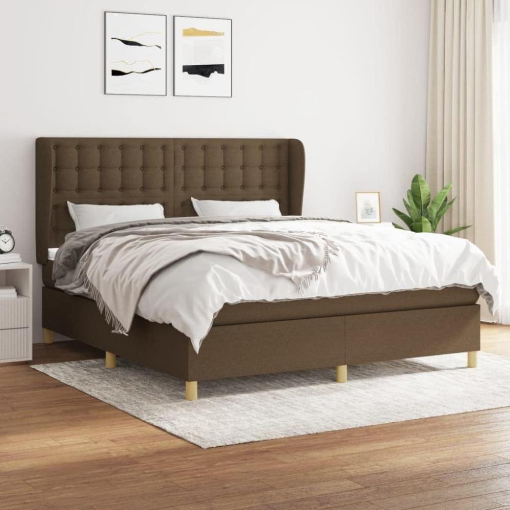 Boxspringbett mit Matratze Stoff Dunkelbraun 160x200 cm, Härtegrad: H2 [3128856] Bild 1