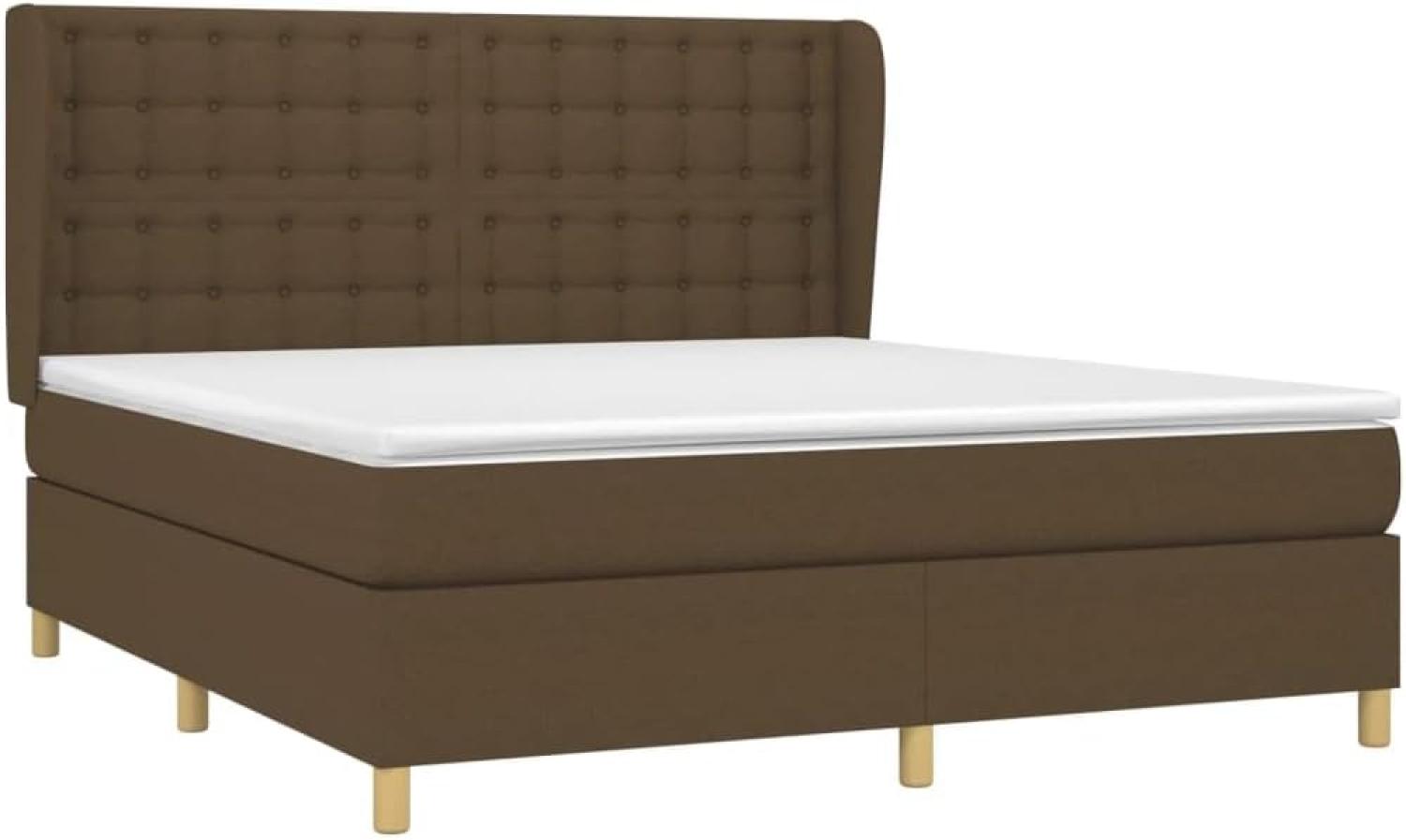 Boxspringbett mit Matratze Stoff Dunkelbraun 160 x 200 cm, Härtegrad: H2 [3128856] Bild 1