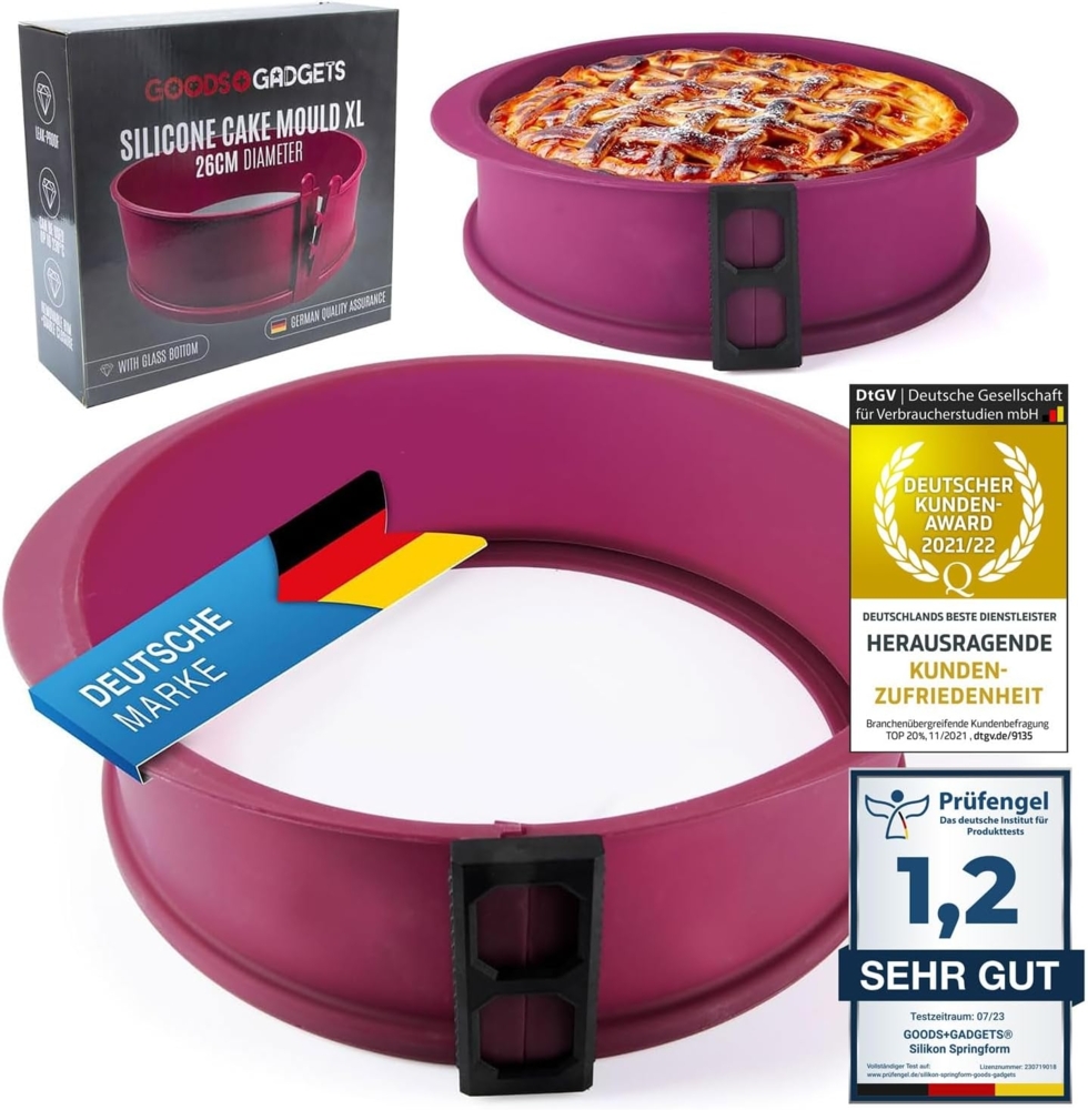 Goods+Gadgets Backform Silikon Springform, Antihaftbeschichtete Kuchen-Form & Glasboden Bild 1