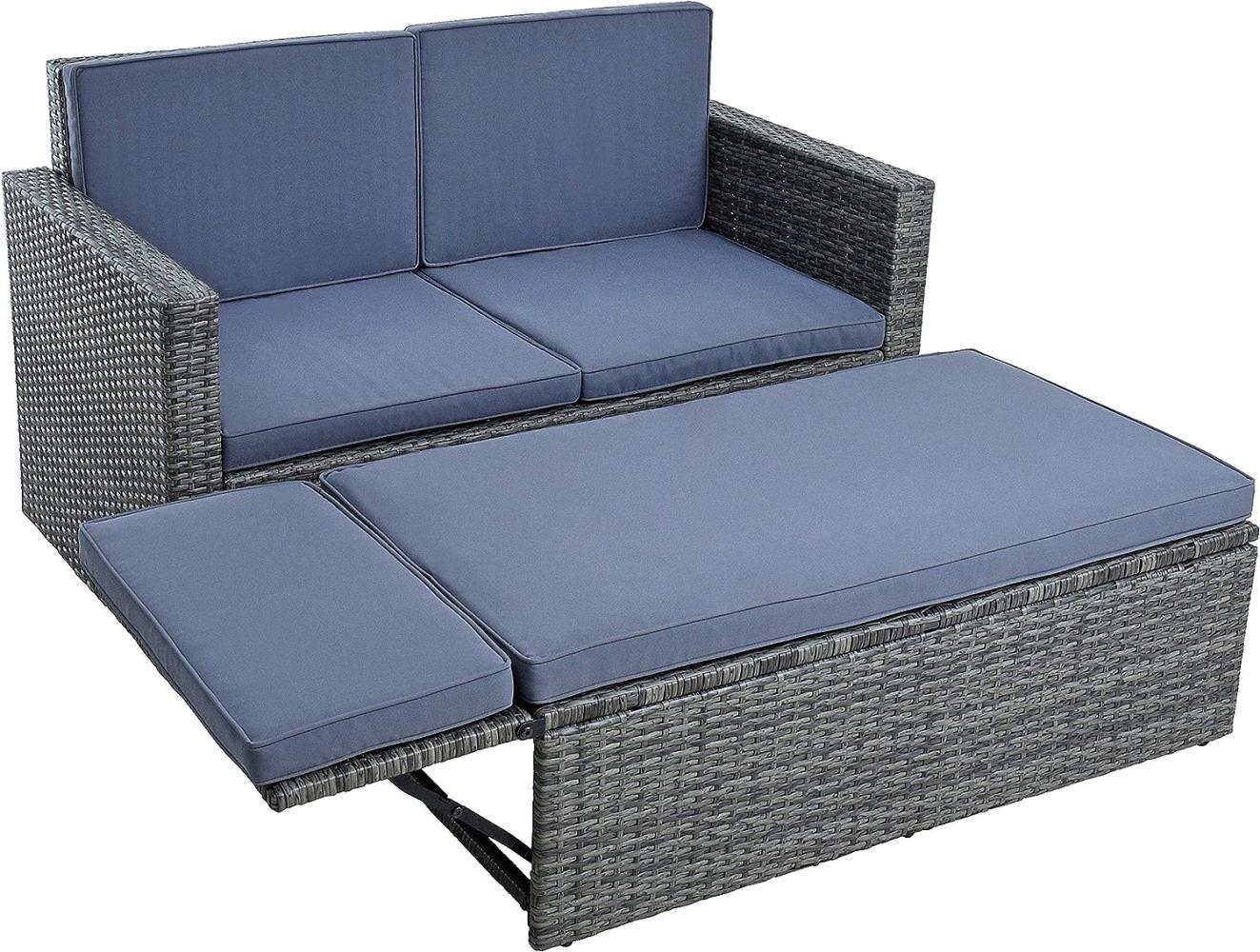 Gartenmöbel Polyrattan Sitzgruppe Lounge Gartensofa Essgruppe Set Anthrazit-Grau Bild 1