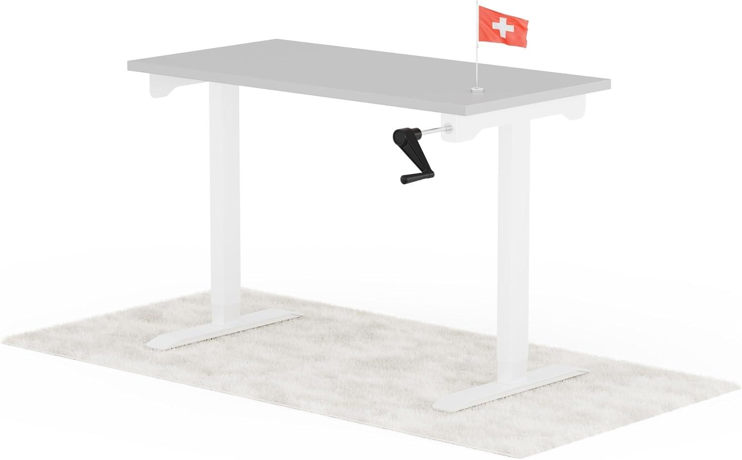 manuell höhenverstellbarer Schreibtisch EASY 120 x 60 cm - Gestell Weiss, Platte Grau Bild 1