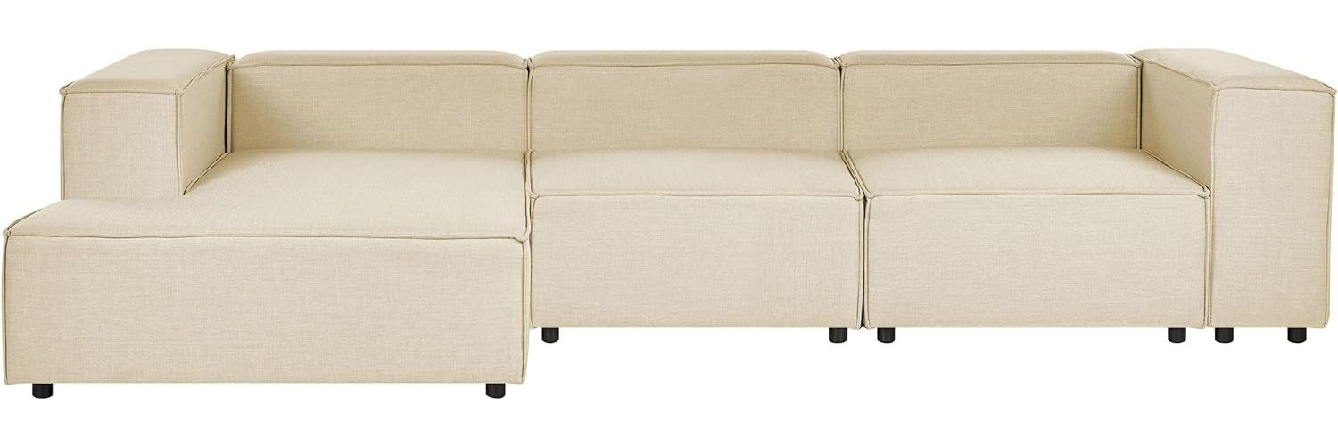 3-Sitzer Ecksofa 'APRIC', Beige, Leinen, ohne Ottomane, Rechts Bild 1