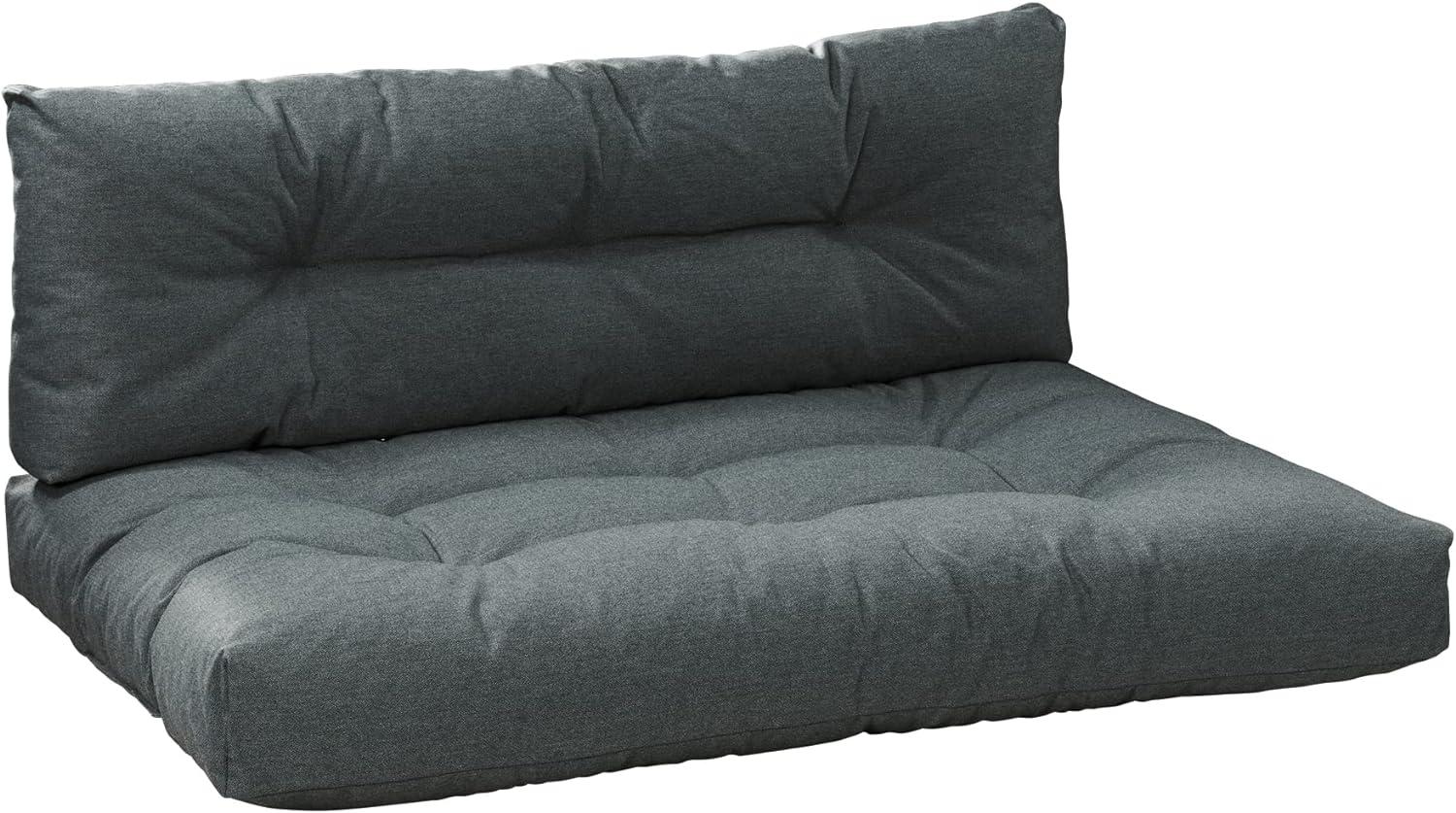 Traumnacht Outdoor Palettenauflage mit Schaumstoffstäbchen gefüllt, Palettenkissen, Palettenpolster Palettenmöbel Palettensofa 2er Set (Sitz+Rücken), anthrazit Bild 1