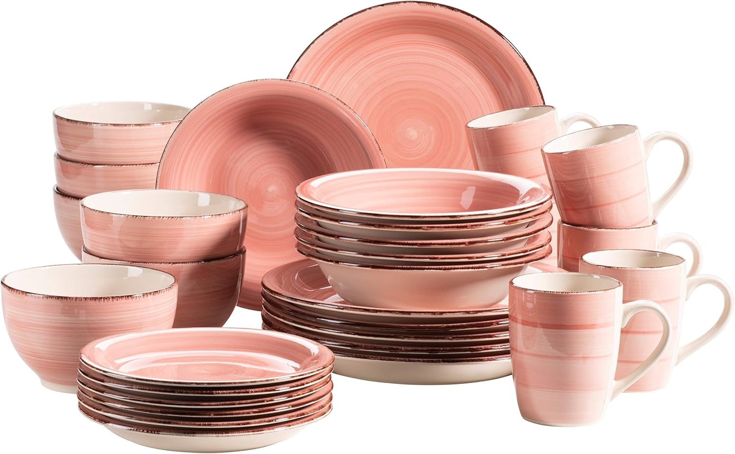 Mäser 931615 Kombiservice Lumaca für 6 Personen, Steingut, rosa (1 Set, 30-teilig) Bild 1