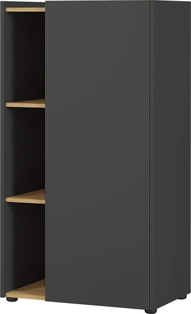 Germania Aktenschrank 2976-549 GW-Austin, in Graphit/navarra-Eiche-Nachbildung, mit offenen Fächern und abgesenktem Oberboden, 62x115x42 cm (BxHxT) Bild 1