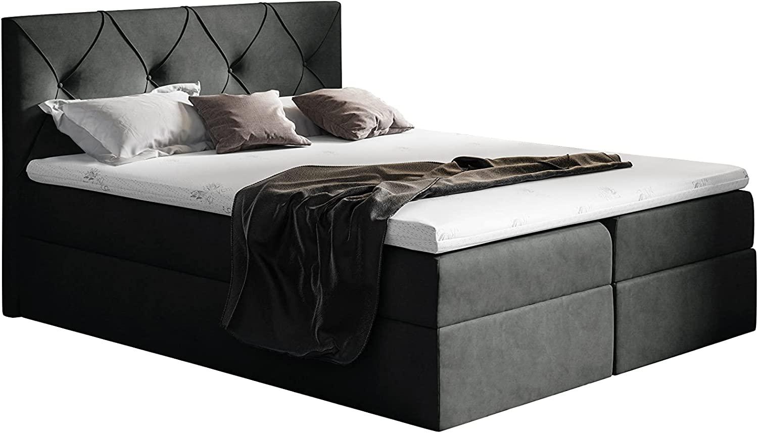 99rooms Arian Boxspringbett Velours 140 x 200 cm Schwarz Bild 1