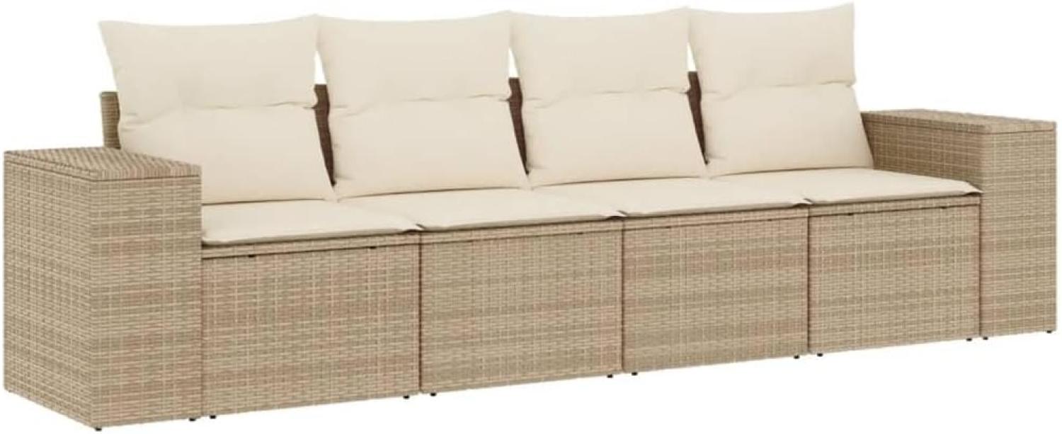 vidaXL 4-tlg. Garten-Sofagarnitur mit Kissen Beige Poly Rattan 3254615 Bild 1