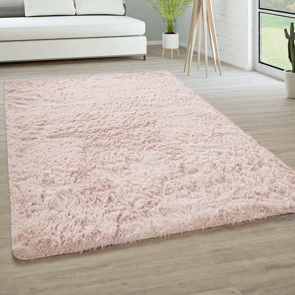 Paco Home Hochflor Teppich Wohnzimmer rutschfest Fellteppich Shaggy Flauschig Weich Modern Kunstfell Fell Imitat Einfarbig, Grösse:200 cm Rund, Farbe:Creme Bild 1