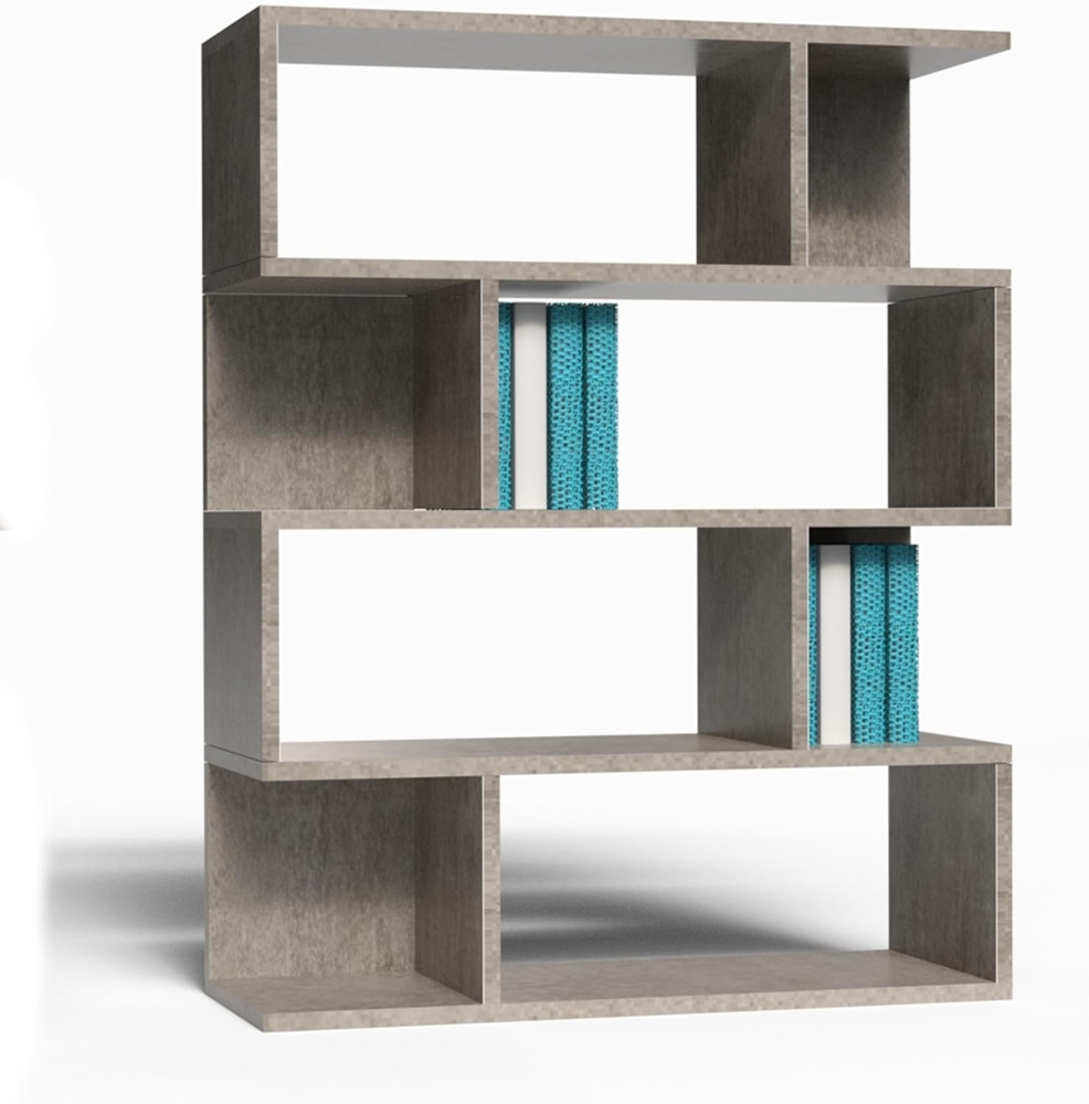 Mama Store Bücherregal, modular, vielseitig, Minimal, 4 Regale, Heller Beton, 70 x 115 x 20 cm Bild 1