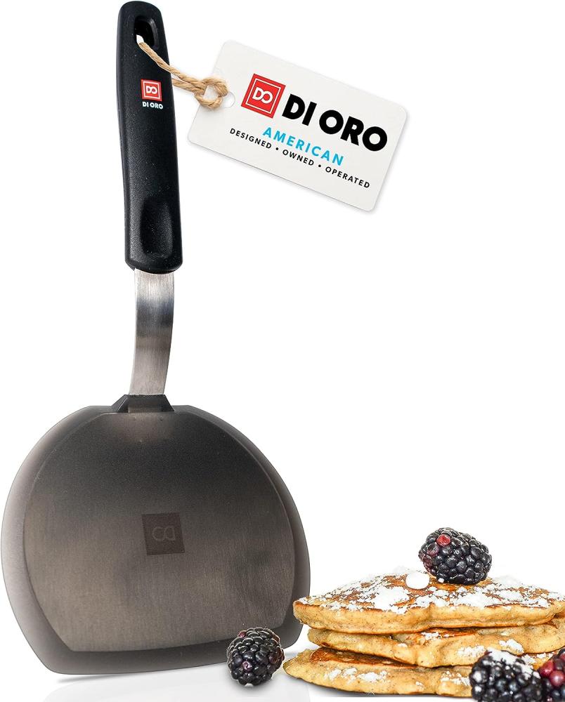 DI ORO Designer Serie Silikonwender Pfannenwender – verfügt über einen hitzebeständigen Pfannenwender aus Gummi mit Griff und Klinge – bester Silikon-Küchenspachtel zum Kochen oder Backen Pancake Spatula schwarz Bild 1