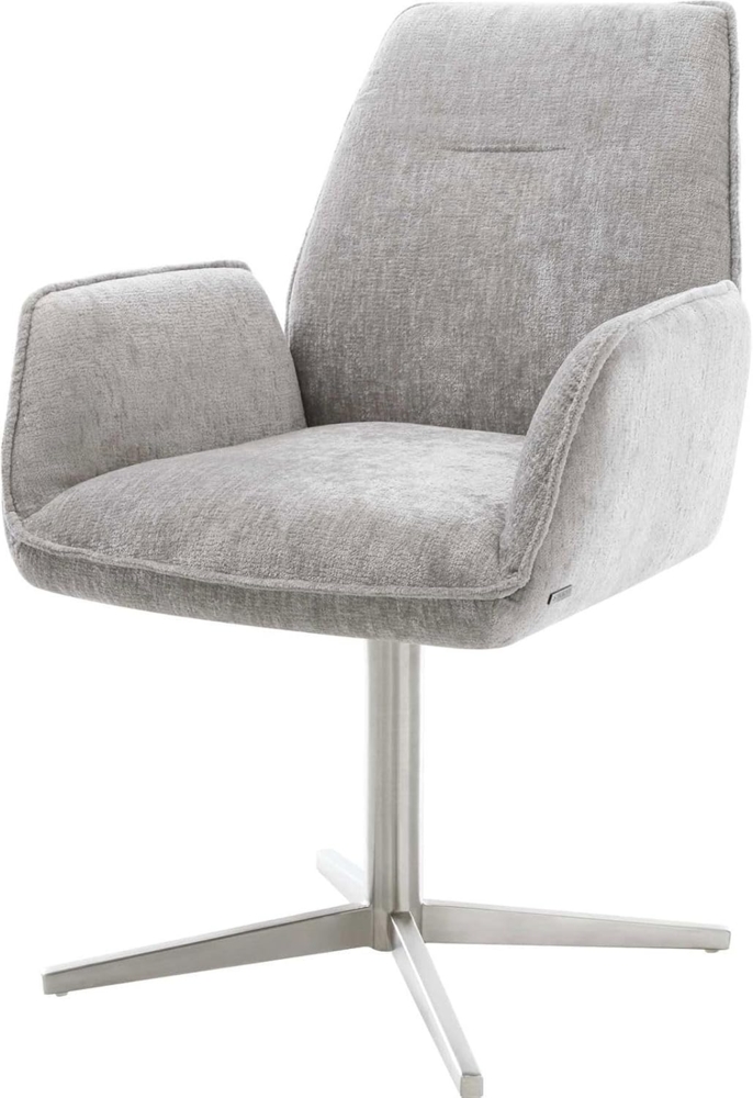 Drehstuhl Zoa-Flex Chenille Silbergrau Fußkreuz Edelstahl 360° drehbar Taschenfederkern Bild 1