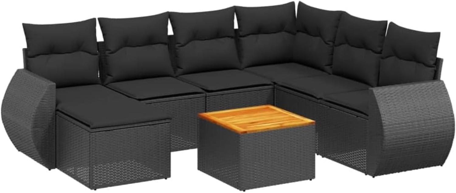 vidaXL 8-tlg. Garten-Sofagarnitur mit Kissen Schwarz Poly Rattan 3257448 Bild 1