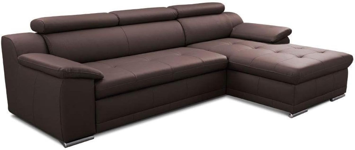 CAVADORE Ecksofa Aniamo in Echtleder / Eckcouch mit Kopfteilverstellung und großem Longchair / 270 x 80 x 165 / Leder, Dunkelbraun Bild 1