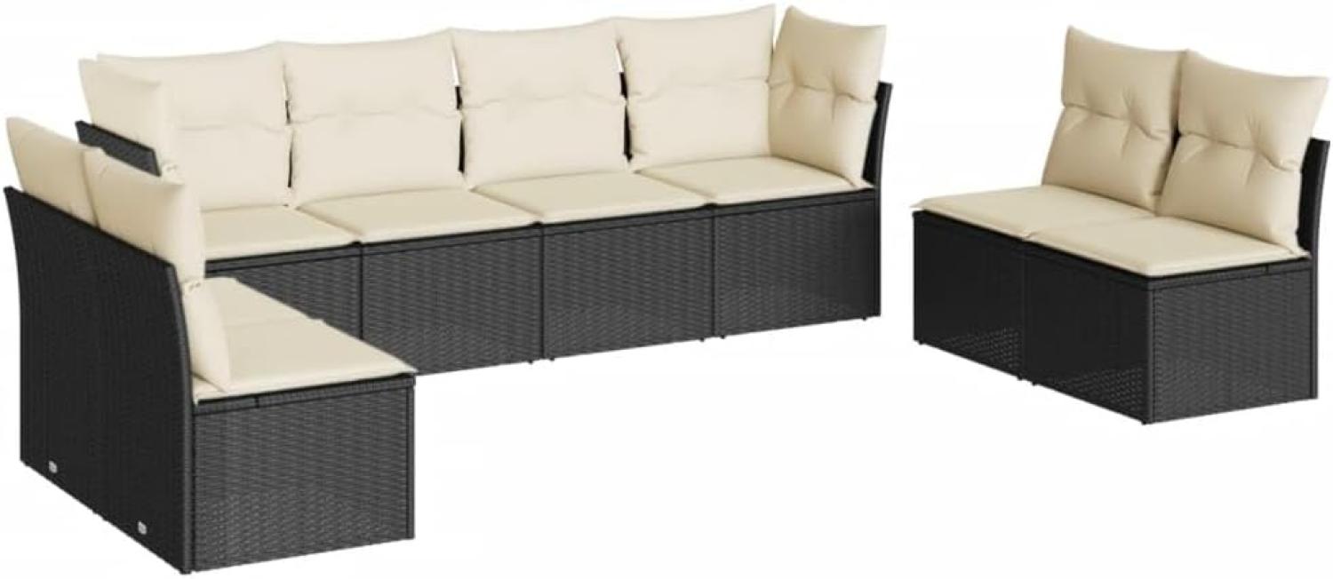 vidaXL 8-tlg. Garten-Sofagarnitur mit Kissen Schwarz Poly Rattan Bild 1