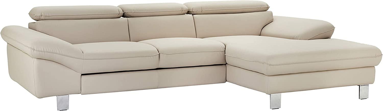 Mivano Ecksofa Driver mit Recamiere rechts, Ledercouch im modernen Design, Inkl. verstellbare Kopfstützen, 268 x 73 x 169, Kunstleder, Hellbraun Bild 1