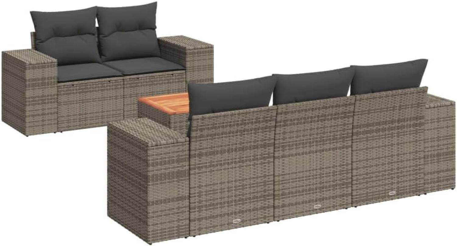 vidaXL 6-tlg. Garten-Sofagarnitur mit Kissen Grau Poly Rattan 3257663 Bild 1