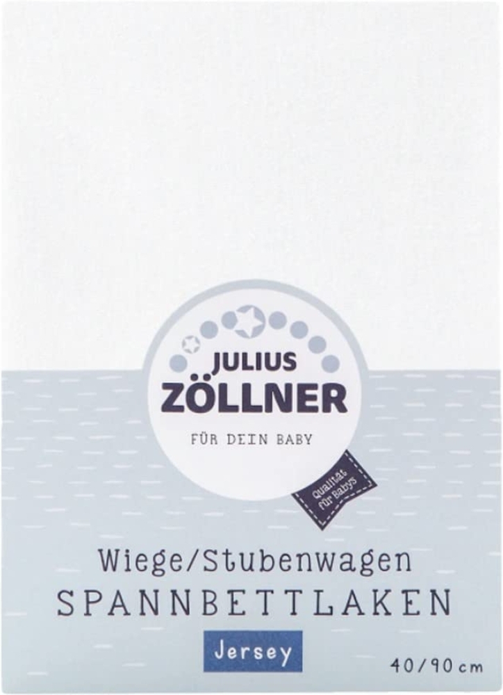 Julius Zöllner Jersey Spannbetttuch für Wiegen 90x40 und Stubenwagen, Farbe: weiß Bild 1