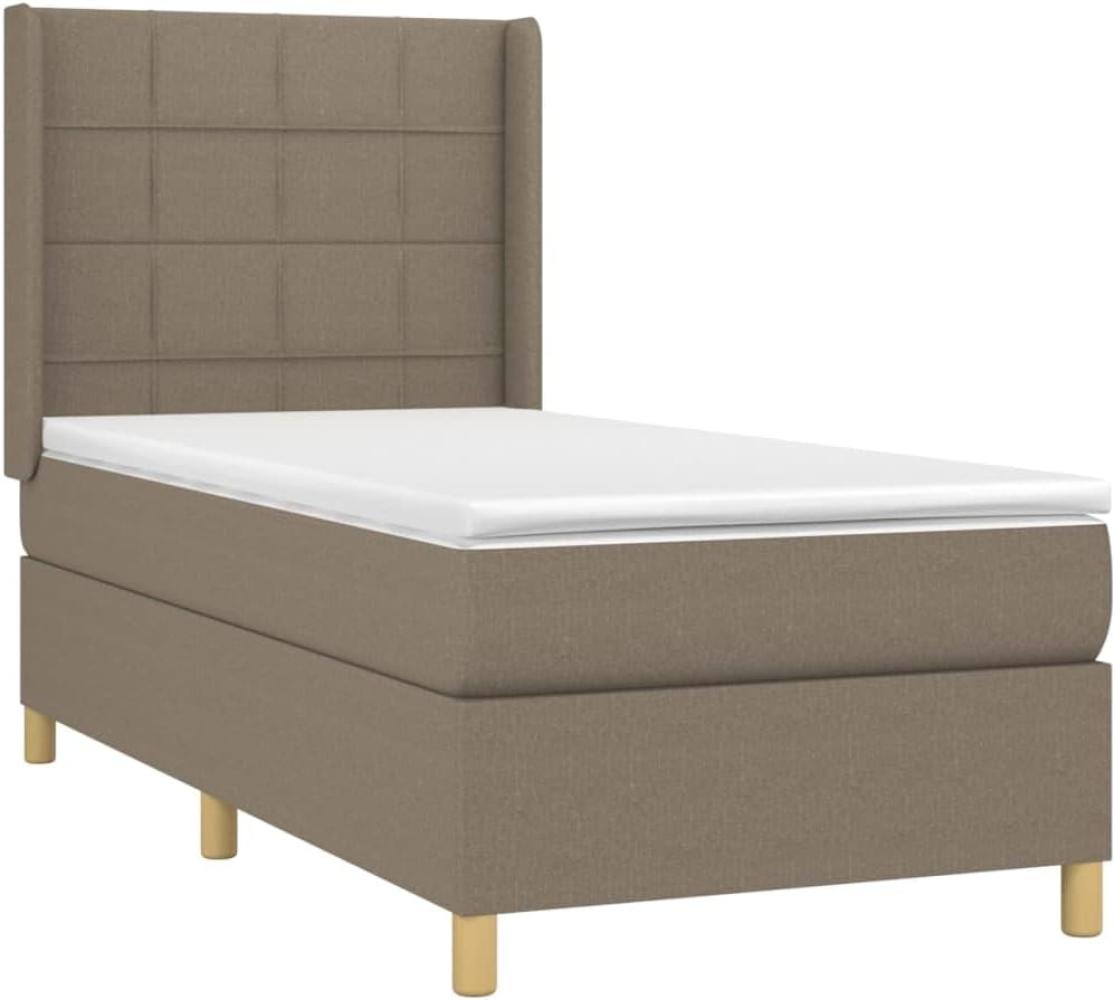 vidaXL Boxspringbett mit Matratze Taupe 90x200 cm Stoff 3131965 Bild 1