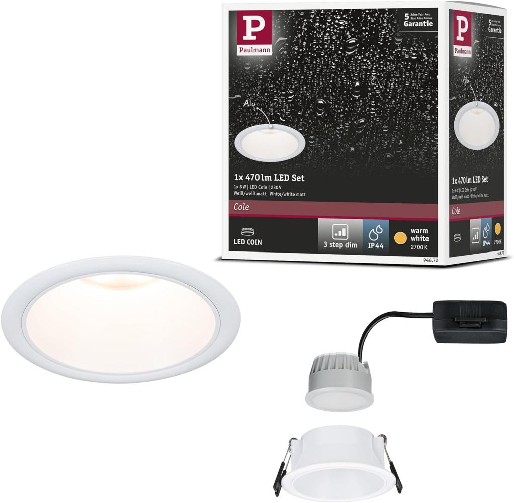 Paulmann 94871 LED Einbauleuchte Cole Coin 2700K weiss 3-Step-Dim IP44 Bild 1