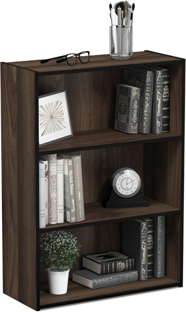 Furinno Pasir Bücherregal mit 3 Fächern, Holz, Kolumbien-Walnuss, 24. 64x24. 64x80. 01 cm Bild 1