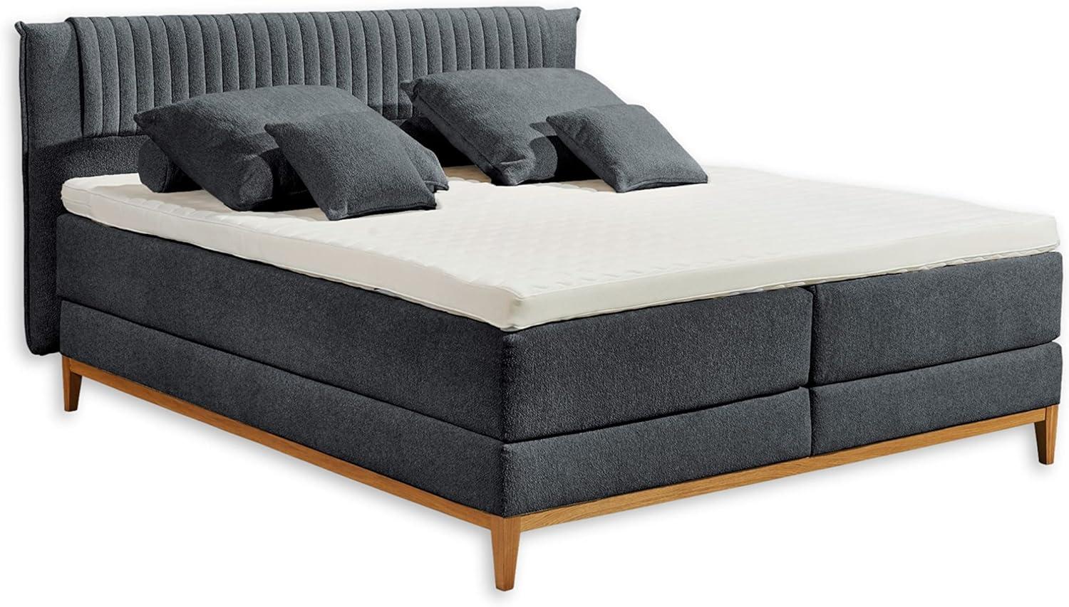 Stella Trading AALBORG 8 Boxspringbett 180x200, Anthrazit - Bequemes Doppelbett mit 9-Zonen-Federkern Matratze & Kaltschaum Topper mit Klimaband - 188 x 110 x 213 cm (B/H/T) Bild 1