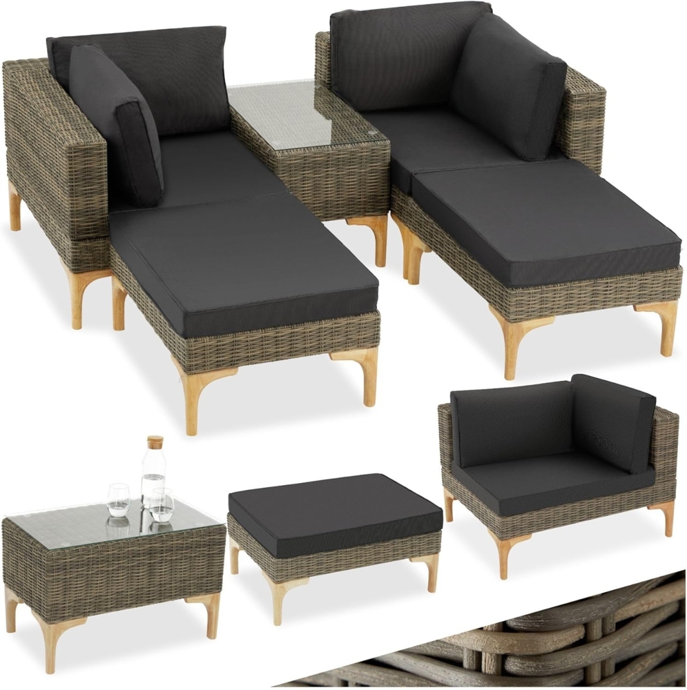 tectake Loungeset Rattan Lounge, (Set, 5-tlg), mit Aluminiumgestell Bild 1