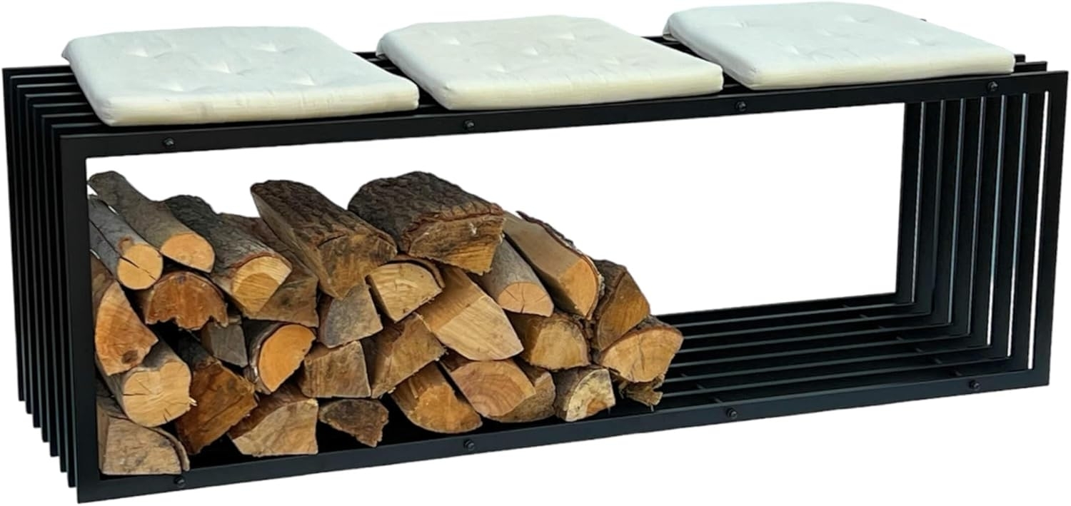DanDiBo Kaminholzregal Innen Metall Schwarz Kaminholzständer 96430 150 cm Holzkorb Kaminholzhalter Brennholzregal Bild 1