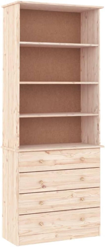 vidaXL Bücherregal mit Schubladen ALTA 77 x 35 x 186,5 cm Massivholz Kiefer Bild 1