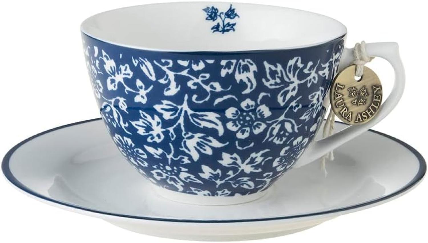 LAURA ASHLEY Tasse Cappuccino Tasse und Untertasse Blueprint Sweet Allysum (2-teilig) Bild 1