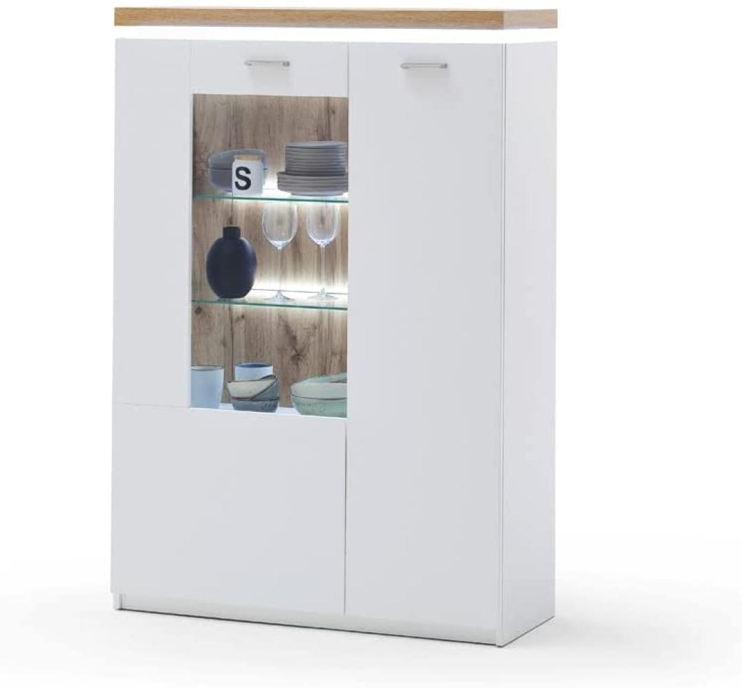 Highboard Claire 14 weiss Wotan Eiche Nb. 98x143x38 cm Kommode LED ohne Rückwandbeleuchtung Bild 1